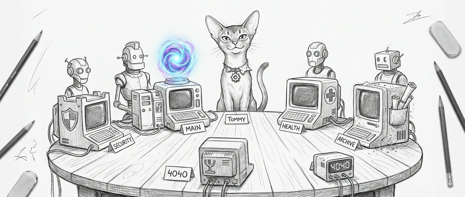 The Sanctum Council — Tommy chairing a table full of expensive minds and suspiciously coherent infrastructure plans.