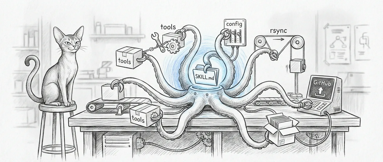 The automation octopus — one skill repo, many arms