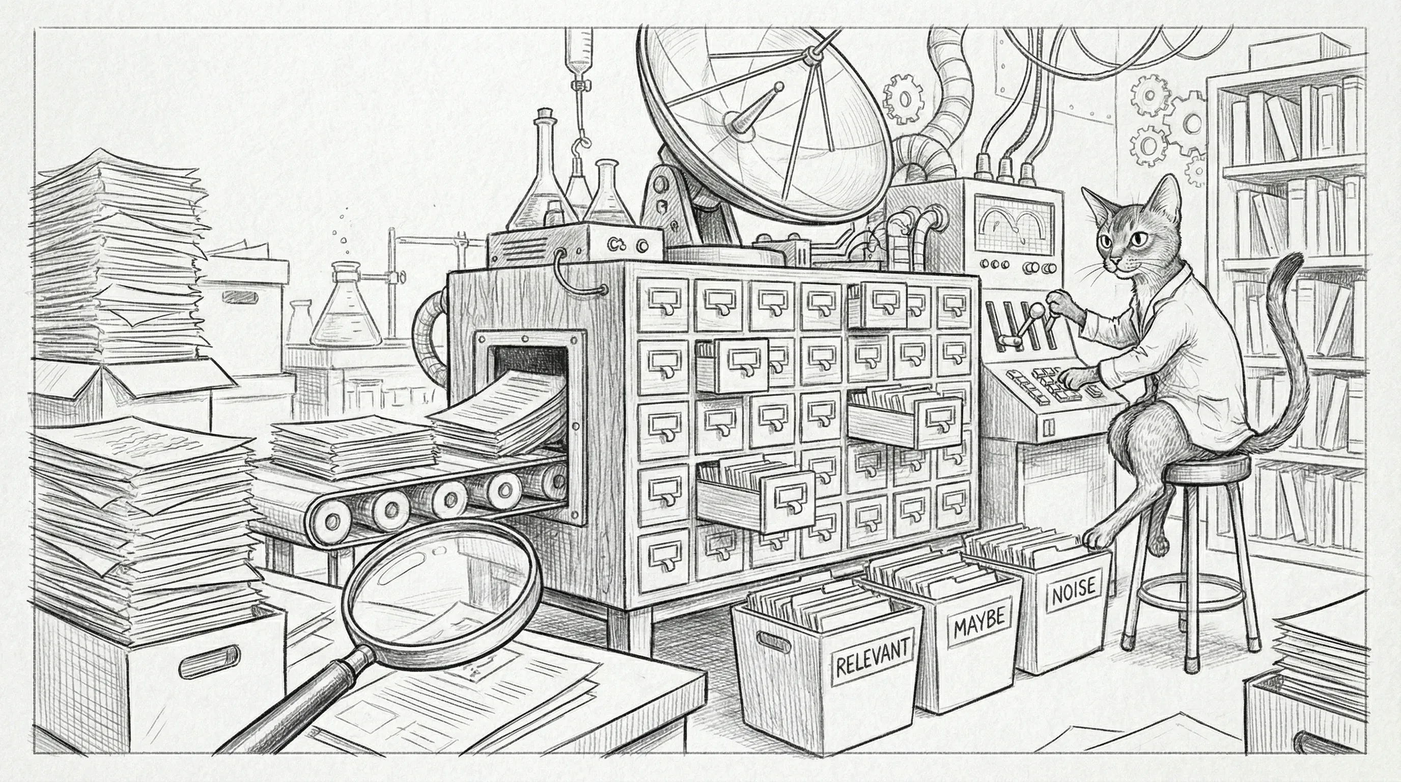 The research scanner — methodically finding what matters in a sea of documents that mostly don't
