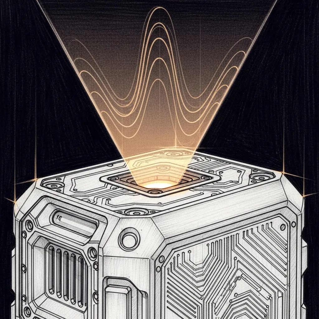 Signal API — a secure communication device projecting a holographic signal wave.