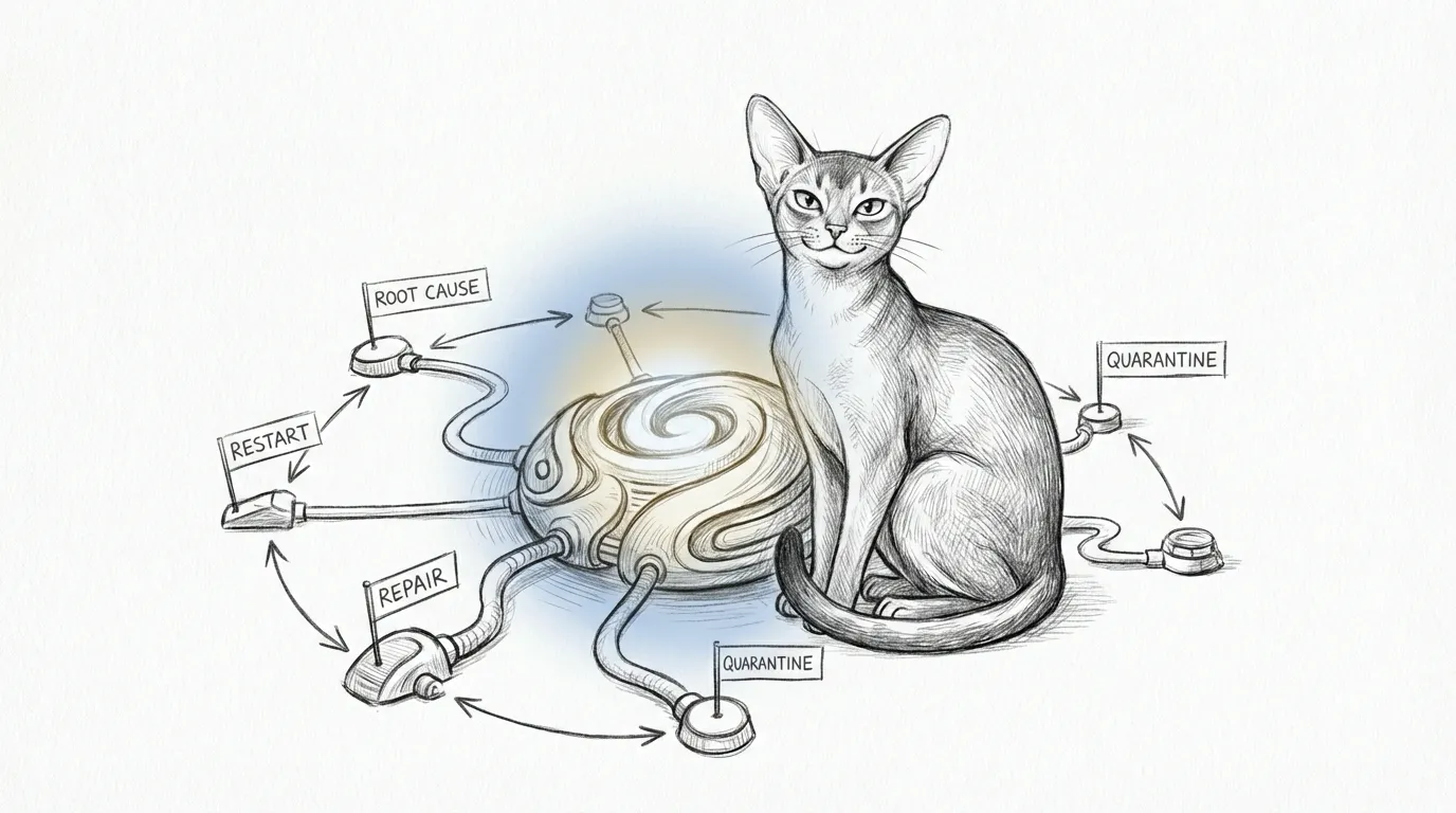 The Living Force router — Tommy at the remediation core deciding whether a service gets restarted, repaired, or quarantined