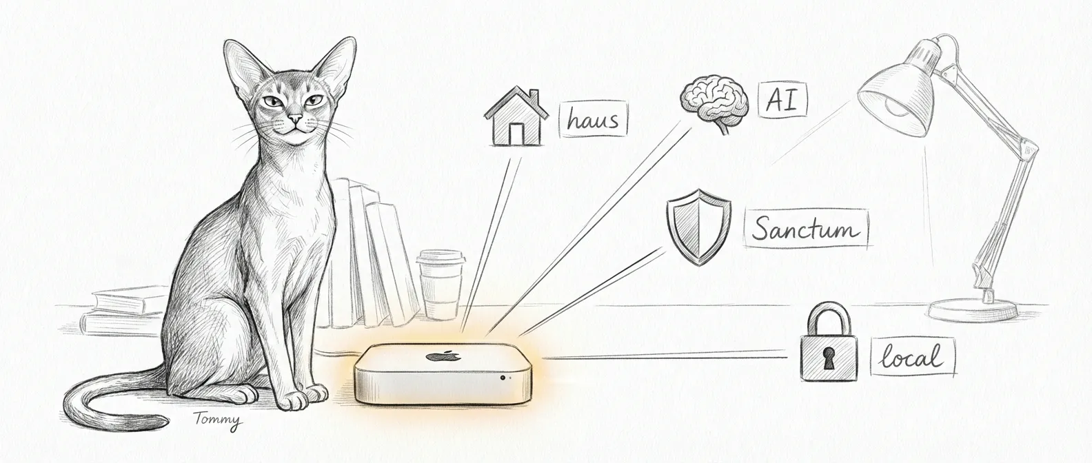 A Mac Mini glowing with purpose — the silent heart of a haus intelligence platform