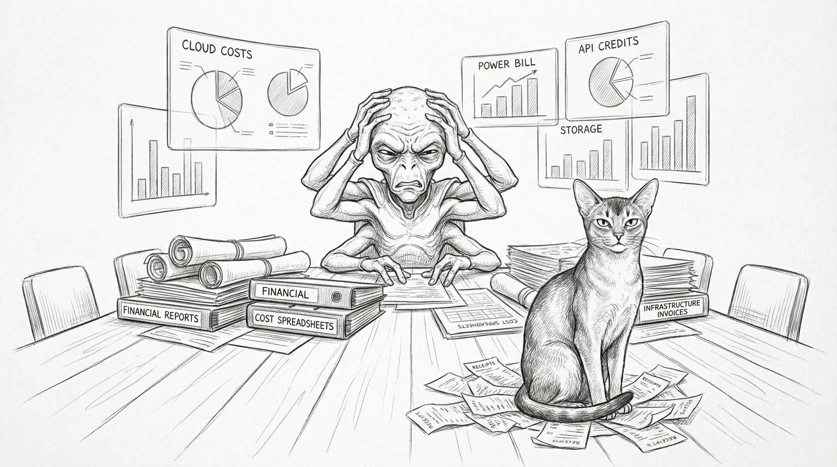 Mundi reviewing the monthly infrastructure costs — the numbers are in and nobody is happy