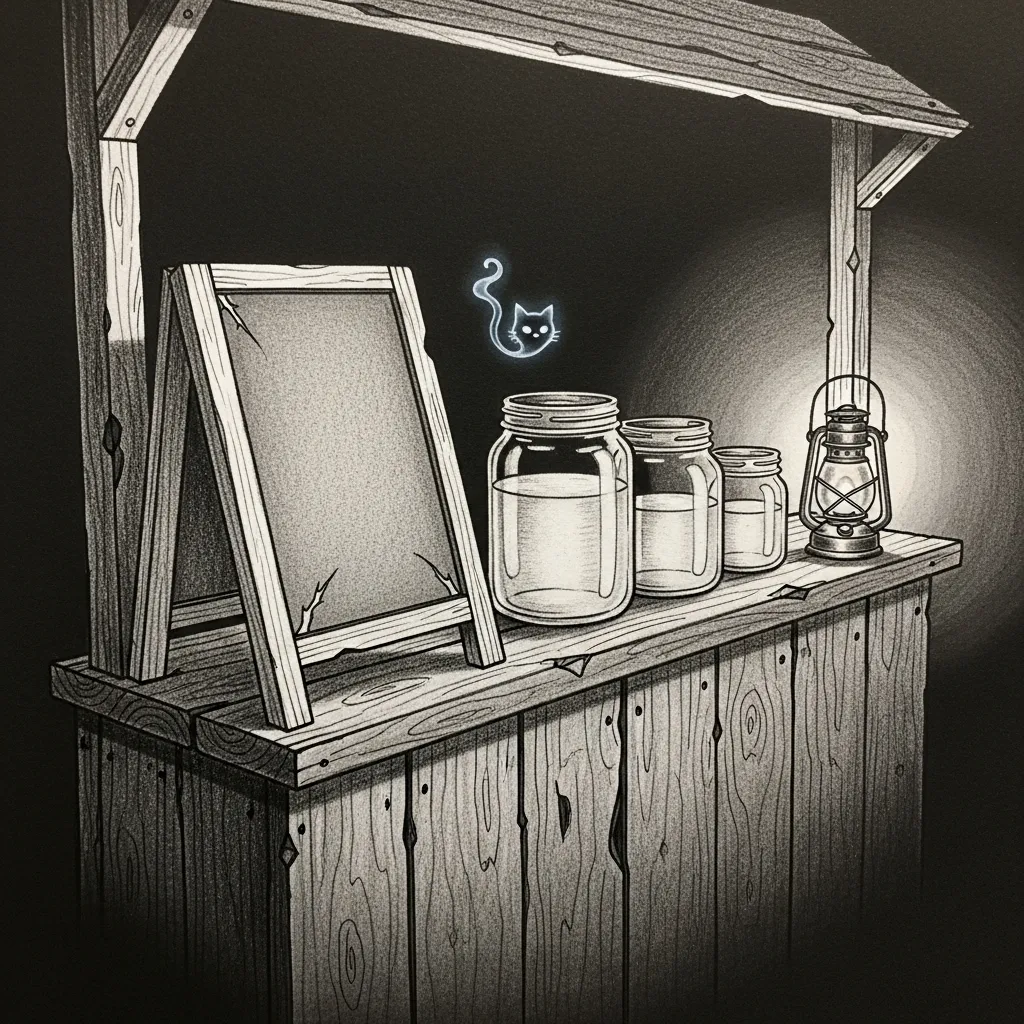 Tommy the Abyssinian minds the pricing counter — your haus, your hardware, your lemonade